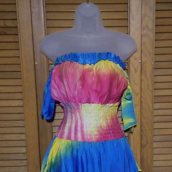 🌅Off The Shoulder Tye Dye Multicolored Romper - Picture 7 of 8